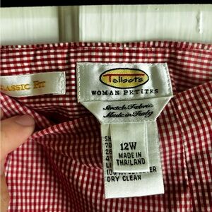 Talbots 12 petite ankle cropped pant red gingham
